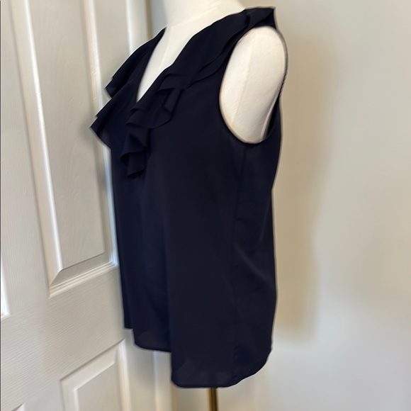 Banana Republic Navy Sleeveless Ruffle Blouse - Small - Picture 2 of 3